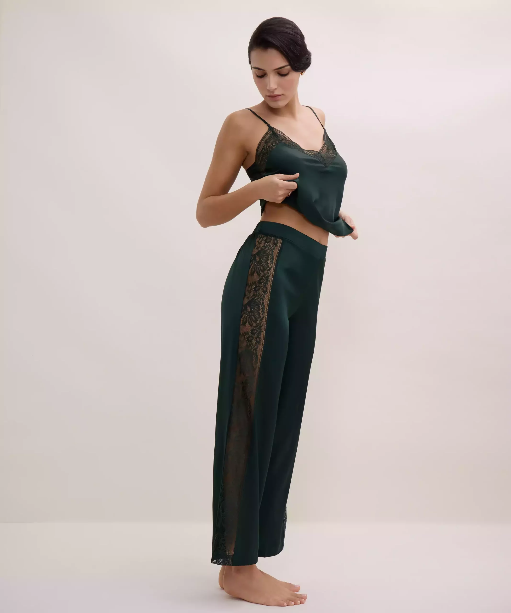 AUBADE Midnight whisper zijden pyjamaset - mysterious green - Afbeelding 7