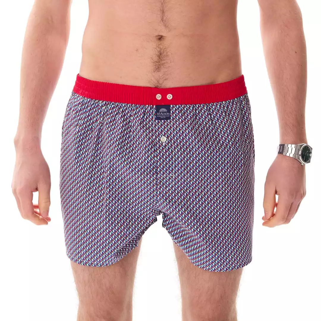 MC ALSON boxershort M5439 geometrisch rood & blauw - Afbeelding 3