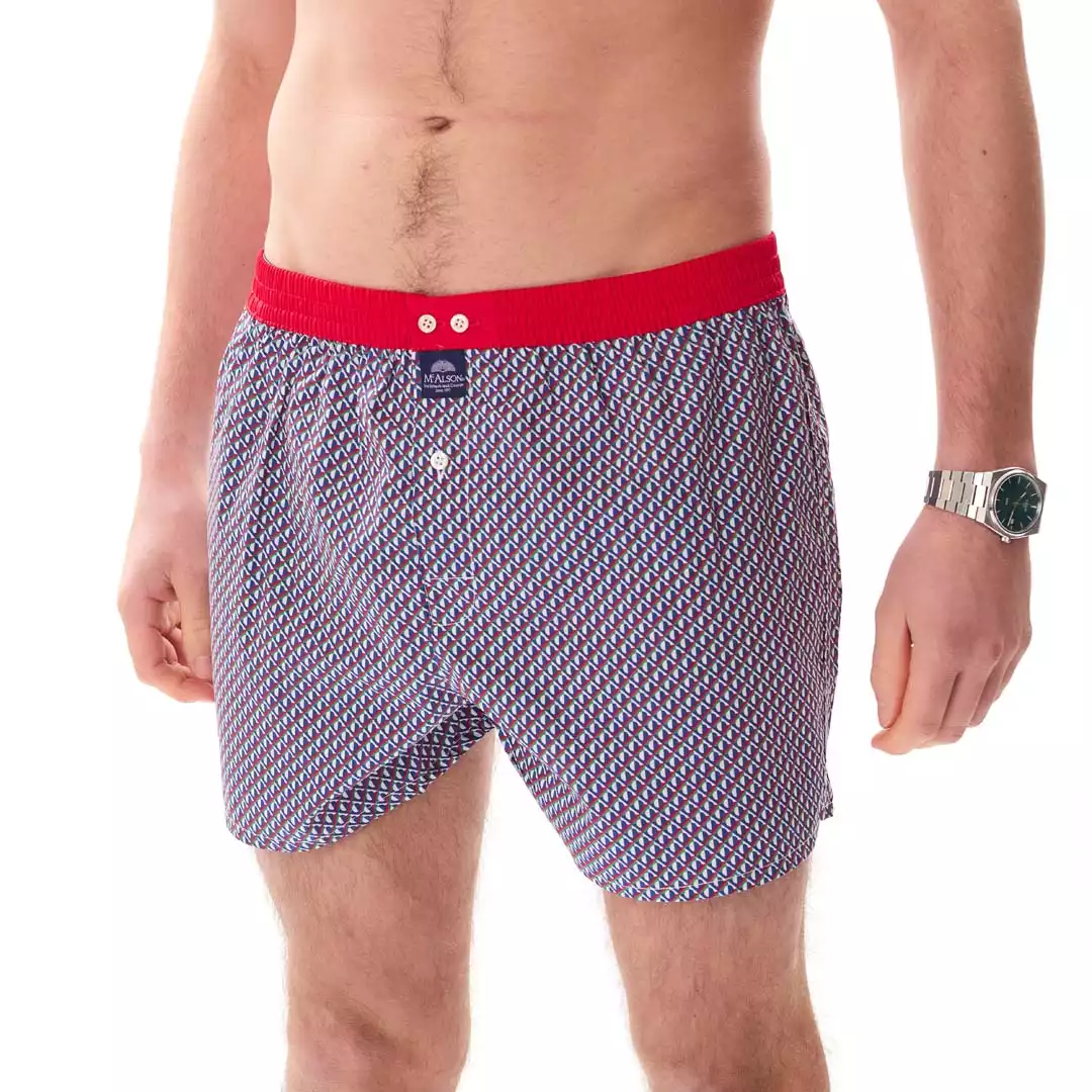 MC ALSON boxershort M5439 geometrisch rood & blauw - Afbeelding 4
