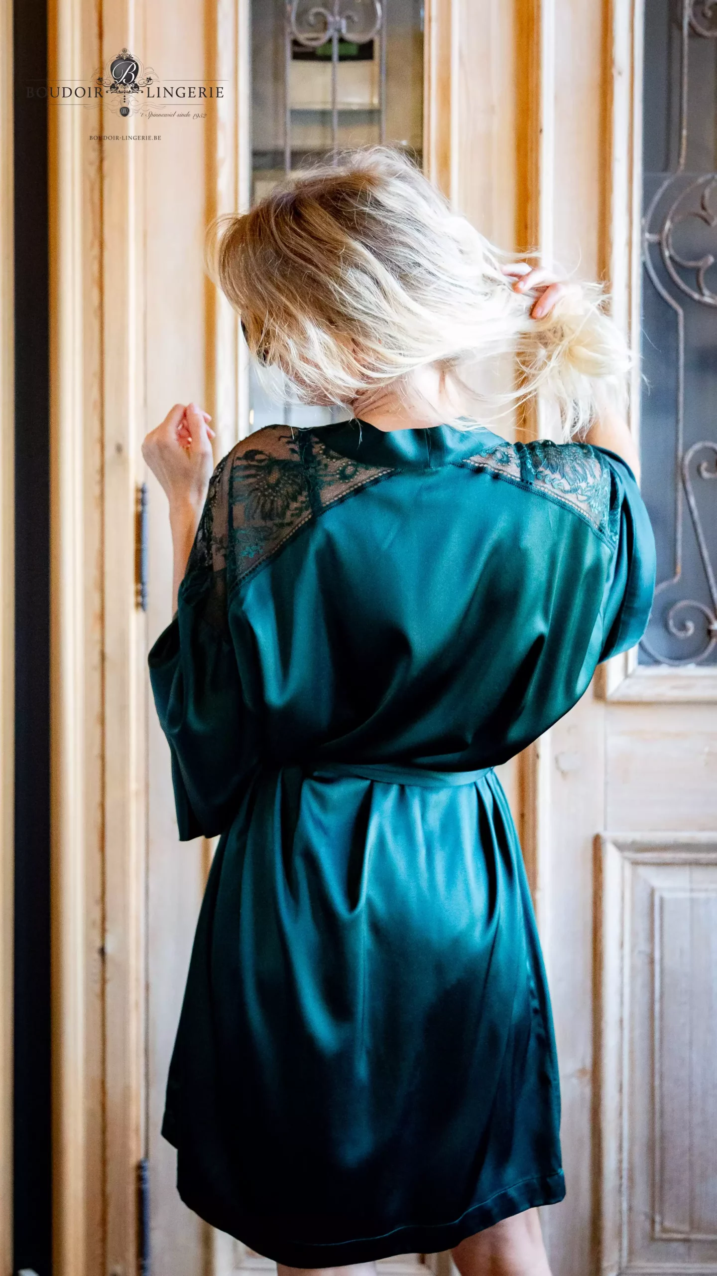 AUBADE Midnight whisper zijden peignor- mysterious green - Afbeelding 7